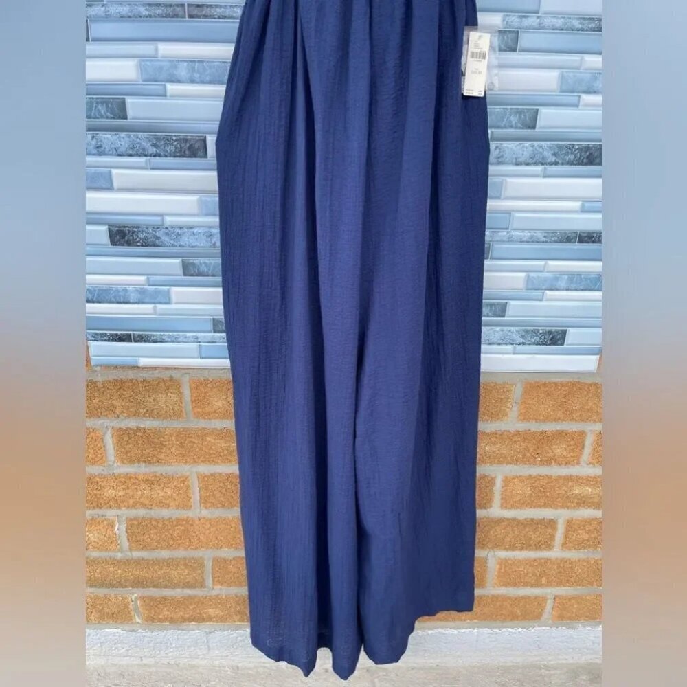 Anthropologie Navy Flowy Wide Leg Jumpsuit Xxs/xs - Picture 7 of 16